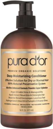 PURA DOR Deep Moisturizing Premium Organic Argan Oil and Aloe Vera Conditioner 16 Fluid Ounce