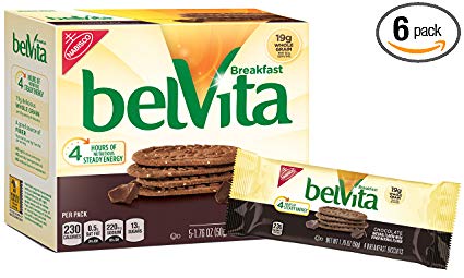 belVita Chocolate Breakfast Biscuits, 5Count Box, 8.8 oz (Pack of 6)