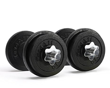 InfiDeals Adjustable Cast Iron Dumbbells with Solid Dumbbell Handles - Perfect for Home Gym System- Building Muscle
