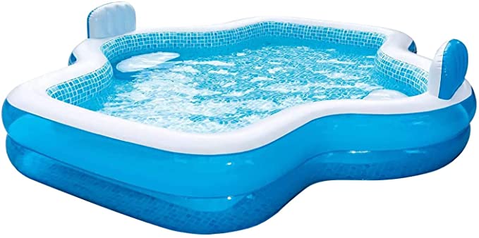 Members Mark Elegant Family Pool 10 Feet Long 2 Inflatable Seats with Backrests. New Version Improved Version