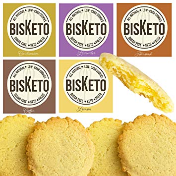BisKeto Cookies - Low Carb, Keto, Paleo, Sugar Free & Gluten Free Snacks - Box with 12 Cookies (Variety Pack)