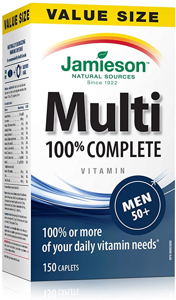 Jamieson 100 percent Complete Multivitamin for Men 50 plus - Value Size, 150 Caplets