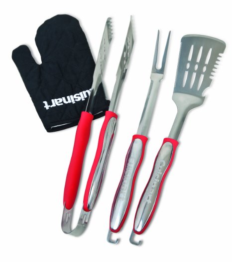 Cuisinart CGS-134 3-Piece Grilling Tool Set with Grill Glove Red