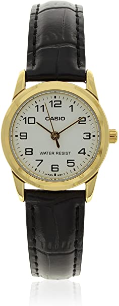 Casio Women's LTPV001GL-7B Black Leather Quartz Watch