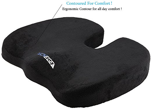TECHEGE Orthopedic Gel Enhanced Comfort Foam Grade A Coccyx Tailbone Backpain Comfortable Cushion (Black)