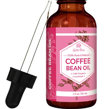 #1 TRUSTED Leven Rose Coffee Bean Oil - 100 % Natural Pure Cold Pressed Unrefined Coffeebean Oil - 1 oz Bottle (1 ounce)