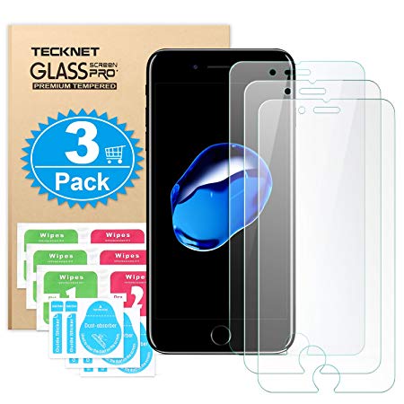 iPhone 8 Plus Screen Protector, TeckNet [3 Pack] 3D Touch Compatible Tempered Glass Screen Protector - Lifetime Warranty - For iPhone 8 + With 9H Hardness and 96% Transparency