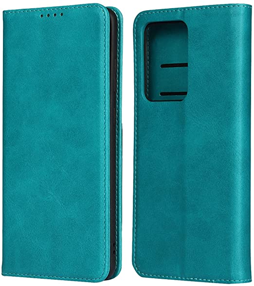 Sailor Tech Samsung Galaxy S20 Ultra Wallet Case, Luxury Genuine Leather Folio Flip Phone Case Cover with Kickstand Card Slots Holder Mint Blue