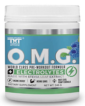 OMG Preworkout Drink for Hardcore Improvement & Performance.Boosts Energy,Motivation,Builds Muscle, Promotes Muscle Recovery,Focus (20 Oz (30 Servings), Blue Raspberry)