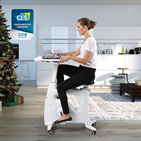 Flexispot Exercise Desk Bike Home Office Height Adjustable Standing Desk Cycle - Deskcise Pro - 2018 CES Innovation Awards