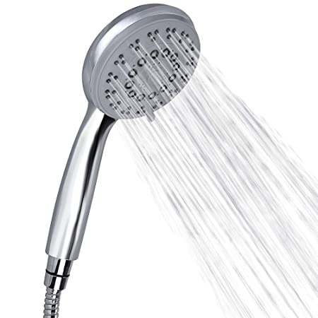 Rovtop Shower Head Universal Bath Shower Handheld Handset Chrome 5 Mode Function Replacement High Flow Showerhead(G1/2)