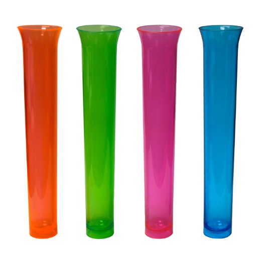 Party Essentials Hard Plastic 1-1/2-Ounce Tube Shots, Assorted Neon, 15 Count