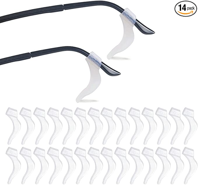 14 Pairs Silicone Anti-slip Holder, Eyeglass Holder, Premium Silicone Eyeglass Ear Hook, Fits Most Kids and Adult Size Glasses or Sunglasses, Just As Nicely(clear)