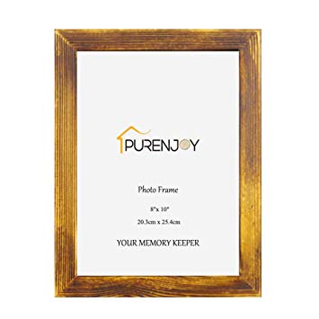 PURENJOY 8x10 Solid Wood Picture Frame High Definition Glass Exhibition Baby/Family/Graduation/Award/Wedding for Table Display and Wall Mounting, Holds 8by10 Photo