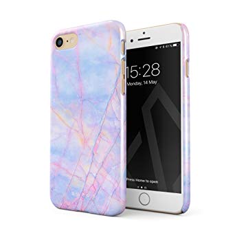 BURGA Phone Case Compatible with iPhone 7/8, Cotton Candy Marble Holographic Iridescent Colorful Unicorn Marble Thin Design Durable Hard Plastic Protective Case