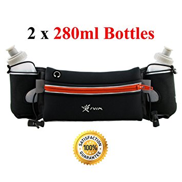 Hydration Belt for Runners with Water Bottles (2 x BPA-free 10oz) /Running Fuel Belt/Runners Waist Pack Fits iPhone6/6s/6 Plus (Orange)
