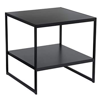 Household Essentials 8102-1 Square 2-Tier Black End Table