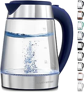 Zulay Kitchen Fast-Boiling Electric Kettle - 1.7L Hot Water Kettle 1500W With Auto Shut-Off - Water Boiler For Coffee & Tea - Boil-Dry Protection, Cool-Touch Handle, 360° Base - Navy