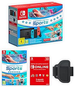 Nintendo Switch plus Nintendo Switch Sports (pre-installed) and 3 months Nintendo Switch Online Membership (Internet required)