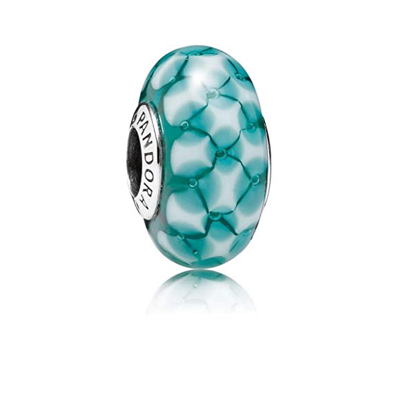 Pandora Charm Murano Glass Teal Lattice 791625