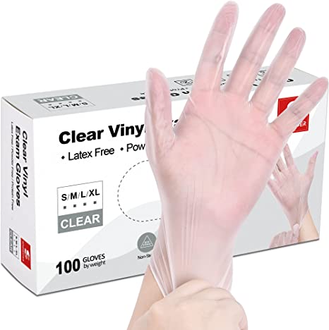 Schneider Clear Vinyl Exam Gloves, Latex-Free, Disposable Medical Gloves, Cleaning Gloves, Food Safe, Powder-Free, 4 mil