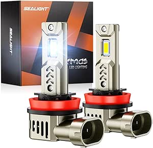 SEALIGHT 2024 H11/H8/H9/H16 Fog Bulbs, 6500K Ultra-Bright Cool White Light, Driving Fog Lights with Cooling Fan, 1:1 Size, Plug-N-Play, Pack of 2