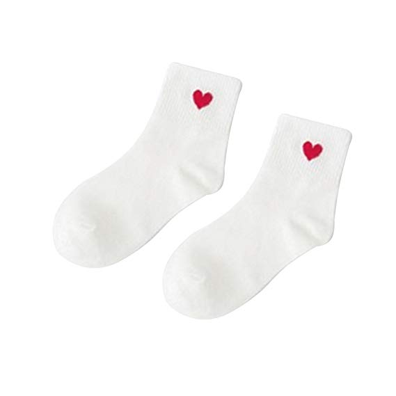 Red Heart Basic Fresh Female Socks Pure Colored Hearts Cotton Socks Black