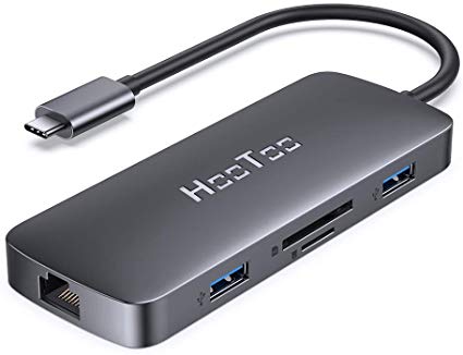 HooToo USB C Hub, 8-in-1 USB C Adapter with 4K HDMI, 100W Power Delivery, USB 3.0 Ports, 1Gbps Ethernet Port and SD/TF Card Readers for MacBook/Pro/Air, Type-C Laptops, iPad Pro and More- Space Grey