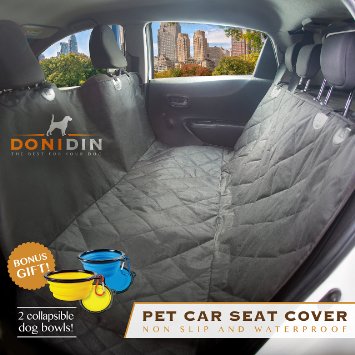 Pet Car Seat Covers by DONIDIN. Specially Designed for Full Backseat Cover. Highest Quality Waterproof Quilt with Non-Slip Backing. Lifetime Guarantee. Bonus Gift.