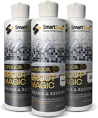 Smartseal Grout Magic - Mid Grey 1 x 237ml - an Amazing Grout Restorer That Makes Old Grout Like New. Permanently Seals The Grout to Help Protect Against Mould, Mildew and staining for up to 15 Years