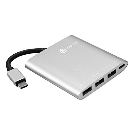 iClever IC-TCH002 3 USB 3.0 Type-C Hub With 1 Power Delivery (PD) 29W Charging Port for New MacBook