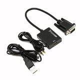 Costech Hd 1080p VGA to Hdmi Adapter Output Tv Av Hdtv Video Cable Converter Plug and Play Adapter with Audio Input for Laptop Desktop