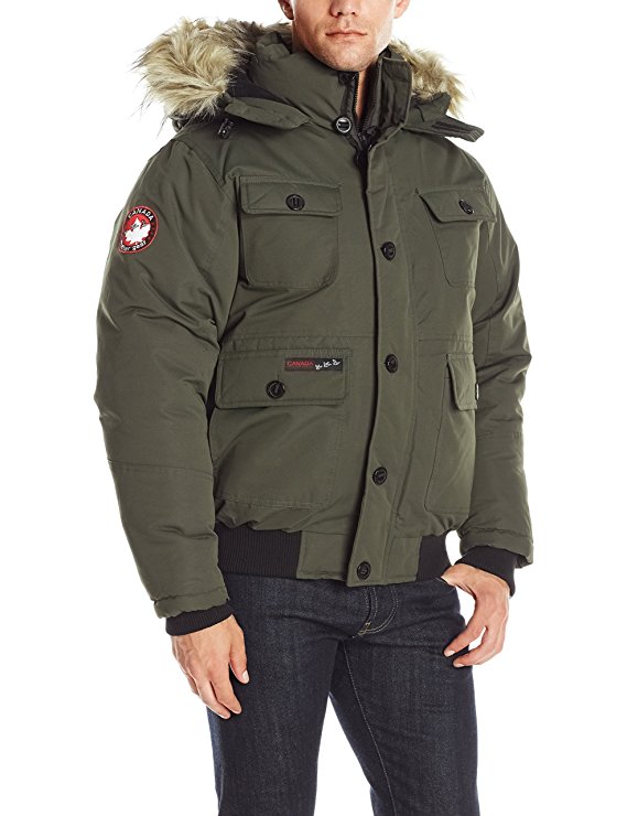 Canada Weather Gear Men's Heavy Weight Bomber Jacket with Hood