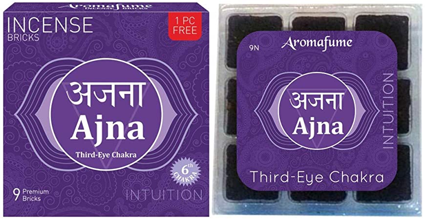 Aromafume 7 Chakra Ajna - Intuition - Root Chakra Incense Bricks Refill Pack (Contains 2 Boxes of Ajna - Intuition - 3rd Eye Chakra Incense Bricks). Ideal for Yoga, Chakra Alignment