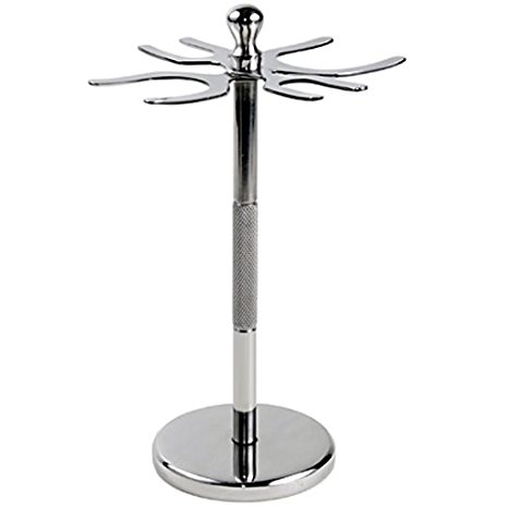 Deluxe Stainless Steel 4 Prong Safety Razor and Shave Brush Shave Stand