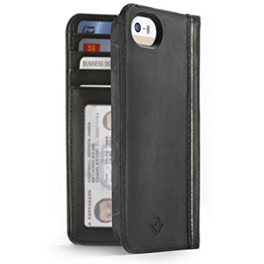 Twelve South BookBook for iPhone SE/5s, classic black | Vintage leather iPhone book case and wallet