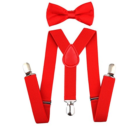 Child Kids Suspenders Bowtie Set - Adjustable Suspender Set for Boys and Girls