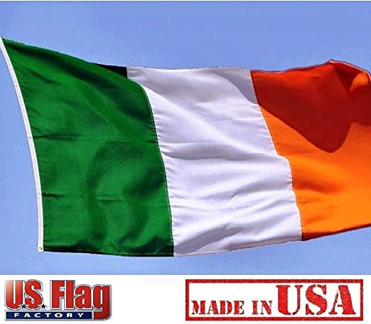 US Flag Factory 3'x5' Ireland Irish Flag (Sewn Stripes) Outdoor SolarMax Nylon - Made in America - Premium Quality