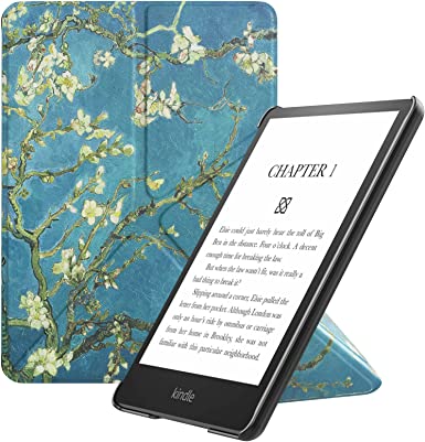 MoKo Case for 6.8" Kindle Paperwhite (11th Generation-2021) and Kindle Paperwhite Signature Edition, Origami Standing Shell Cover with Magnetic PC Back Cover for kindle Paperwhite 2021, Almond Blossom