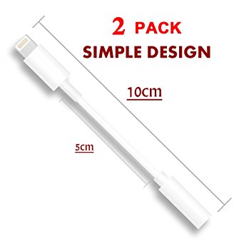 Lxyugg Lightning Audio Adapter for iPhone 7 and iPhone 7 Plus.[White][2-PACK]