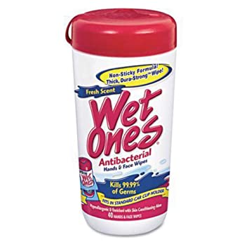 Wet Ones Antibacterial Hand Wipes, Fresh Scent, 40 Count Canister , Packaging May Vary