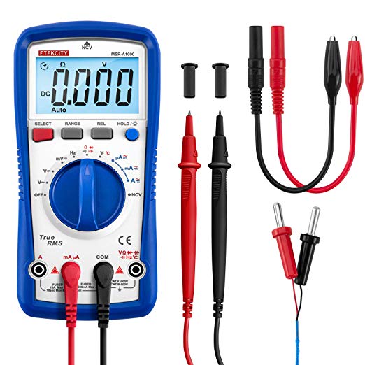 Etekcity Digital Multimeter, MSR-A1000 Electrical Volt Amp Ohm Voltage Tester Auto-Ranging Multimeters voltmeter Ammeter with AC/DC Current Resistance Continuity Capacitance and REL Diode Test Meter