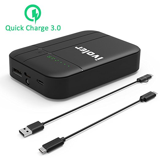 iVoler 10000mAh Portable Charger Quick Charge 3.0 USB-C Power Bank [QC 3.0 Port   Type-C Port QC 3.0 5V/3A max IN/OUT] External Battery Pack for Google Pixel / XL, iPhone, iPad, Samsung, LG G5 & More