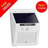Larger Version 16LED with Push-button Switch Outdoor Solar Motion Lights-Built in 2200mah Rechargeable Lithium Battery-Motion Sensor Activated-For Patio Deck Yard Garden Home2 Modes
