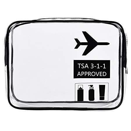 Clear Travel Toiletry Bag, TSA Approved TPU Quart Sized Carry-On Makeup Accessories Cosmetic Bag for Liquids