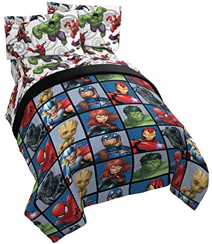 Jay Franco Marvel Avengers Team 4 Piece Twin Bed Set - Includes Reversible Comforter & Sheet Set - Super Soft Fade Resistant Polyester - (Official Marvel Product)