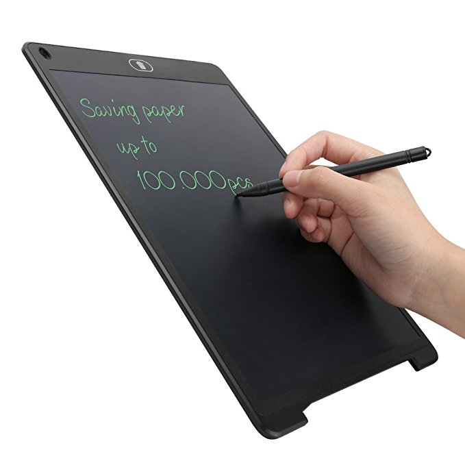 12Inch LCD Writing Board Drawing Art Tablet Digital Memo Message Notice Board Liquid Crystal LCD Paper with Mouse Pad and Measurement Function for Children Class School Office Home Kitchen Daily Plan(Black)