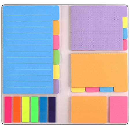 Sticky Notes Set with Bookmark Index for Planner Bullet Journaling Notebook Textbook Calendar, 402Pcs Divider Sticky Notes Bundle, Including 60 Ruled Lined Notes, 48 Dotted Notes, 48 Blank Notes etc