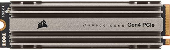 Corsair MP600 CORE 2TB M.2 NVMe PCIe x4 Gen4 SSD (Up to 4,950MB/sec Sequential Read & 3,700MB/sec Sequential Write Speeds, High-Speed Interface, 3D QLC NAND, Built-in Heatspreader) Aluminum