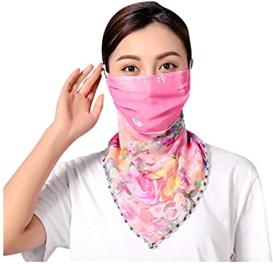 Women's Sun Protection Mask Silk Neck Scarf Masks Seamless Face Mask Bandanas for Dust, Outdoors, Festivals, Sports